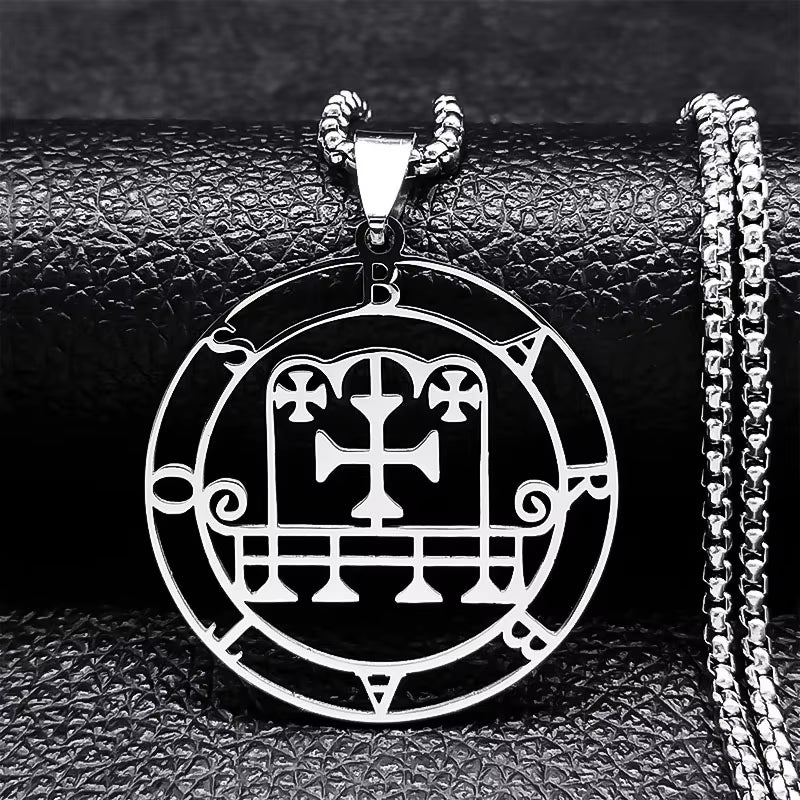 2024 Fashion Sigeal Sigil De Lucifer Stainless Steel Satan Necklace Asmoday Lazer Key Baphomet Stamp Necklace Jewelry N7118S03