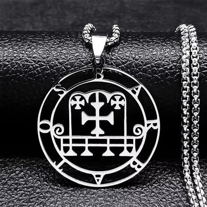 2024 Fashion Sigeal Sigil De Lucifer Stainless Steel Satan Necklace Asmoday Lazer Key Baphomet Stamp Necklace Jewelry N7118S03