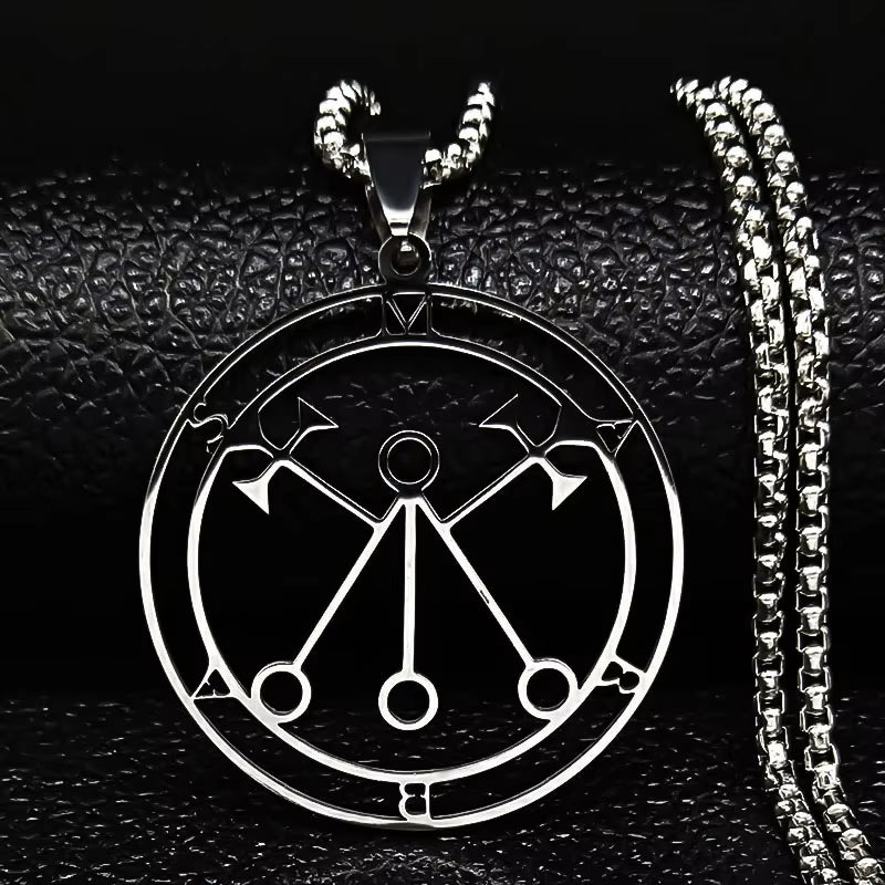 2024 Fashion Sigeal Sigil De Lucifer Stainless Steel Satan Necklace Asmoday Lazer Key Baphomet Stamp Necklace Jewelry N7118S03
